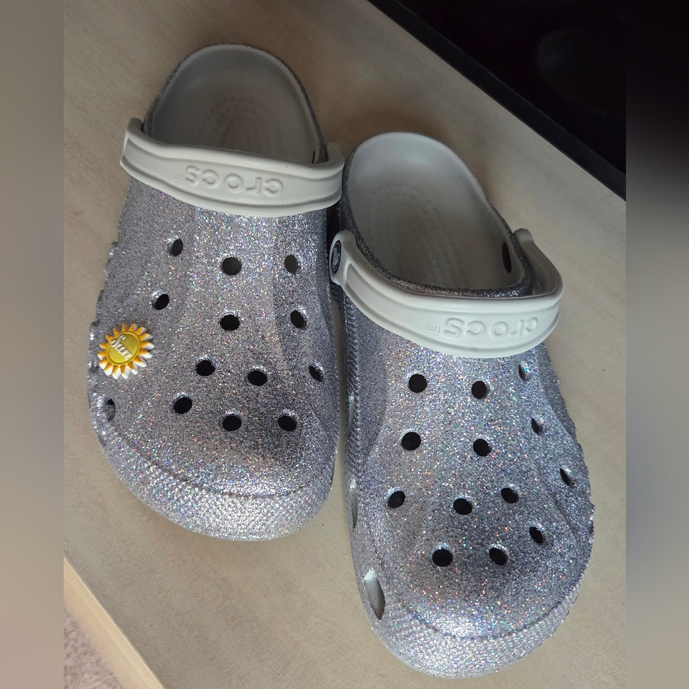 Crocs Baya Festival Silver Glitter Clog Women Sz 11 (Jibbitz NOT Included) - Picture 2 of 12